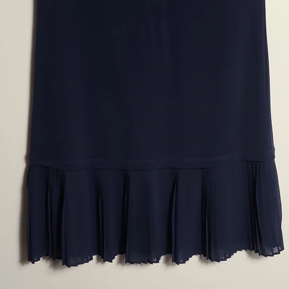 MICHAEL KORS Pleated Hem Shift Dress In Navy Blue Size Small